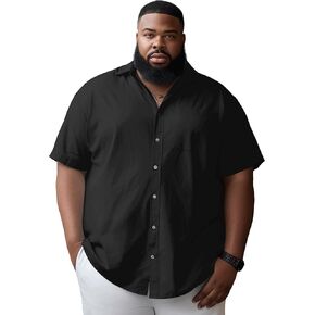 Big and Tall Shirts for Men Causal Button up Shirts Short Sleeve Vintage Summer Beach Vacation Work Shirts Plus Size