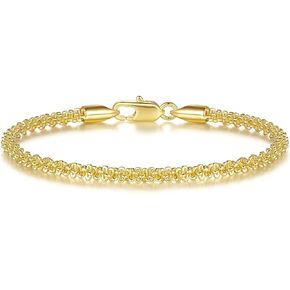 14K Gold Bracelets for Women Gold Bracelets for Men Gold Chain Bracelet Shine Womens Gold Bracelet Starry Rope Design Gifts for Women (6.5/7/7.5/8/9 in) (6.5) (6.5 Inches)