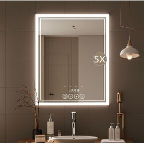 19 x 24 Inch Wall-Mounted Bathroom Mirror with LED-Lights - Frame Vanity Mirrors (19" x 24", Rectangle)