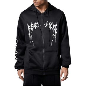 SOLY HUX Men's Graphic Zip Up Hoodies Sweatshirt Drawstring Long Sleeve Casual Streetwear Jacket