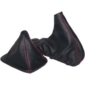 The Tuning-Shop compatible with Shift & E Brake Boot for BMW Z3 1996-2002 Black Italian Leather Red Stitching (13 Inch E Brake)