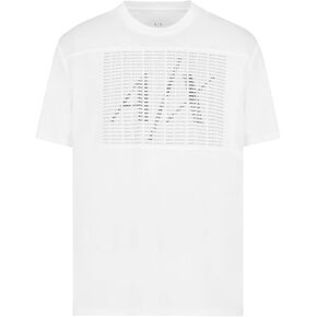 Armani Exchange Men's Repeat Micro Text with a/X Logo Overlay Regular Fit Tee