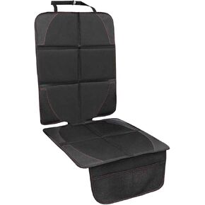 Ajxn Car Seat Protector, Thick Padding, 2 Mesh Storage Pockets, Waterproof, Protects Fabric or Leather Seats from Child Car Seat and Pets, Non-Slip Rubber Padded Backing, Fits for Most Cars(Black)
