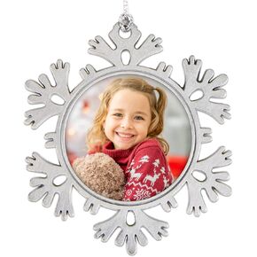 FaCraft Picture Frame Christmas Ornaments - 2.95" Snowflake Photo Frame Christmas Ornament for Tree Hanging Snowflake Ornament for Winter Christmas Tree Decorations