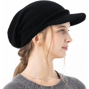 100% Cotton Women's Knit Hat with Brim Aria Knit Cap Newsboy Knit Cap Cold Protection Medical Hat Large Size