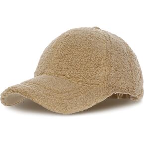 Dark Beige Fleece Hat for Women Warm Adjustable Cap Unisex Plain for Outdoor Travel Cold Days