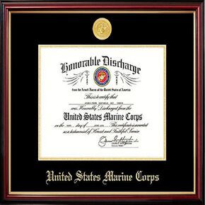 Campus Images MADPT001 Marine Discharge Petite Frame with Gold Medallion, 8.5" x 11"