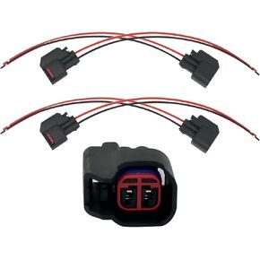 Fuel Injector Connector with Wire EV6 EV14 Pigtail Connectors Fit for Ford Dodge LS2 LS3 and Most Vehicles Replaces 15306318(4 PCS)