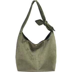 Velvet Tote Bag for Women Large Shoulder Bag with Bow and Buckle for College Travel Handbag Lightweight