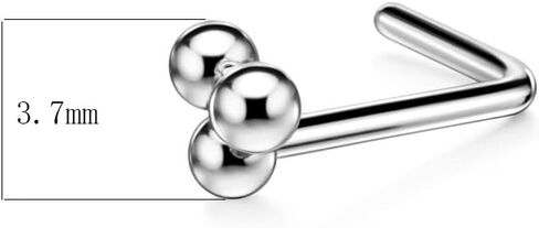 FANSING 20g Nose Rings L Shaped Nose Stud Surgical Steel Nose Studs for Women Men Triple Balls Nose Rings Studs 20 Gauge Nostril Piercing Jewelry 1 Piece in Kuwait