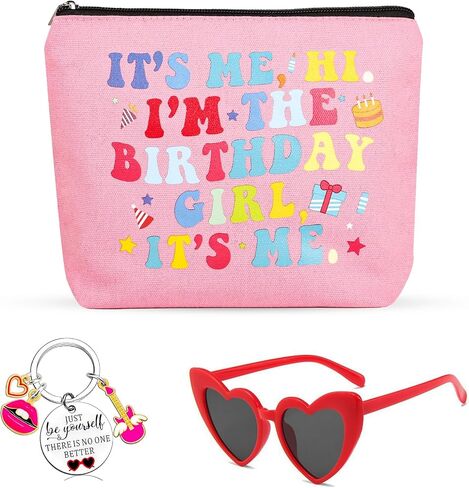 Music Lover Birthday Gifts Set With Makeup Bag,Keychain and Love Heart Sunglasses Merch Cosmetic Bag for Sister Girl Womens Birthday Christmas Gifts in Saudi Arabia