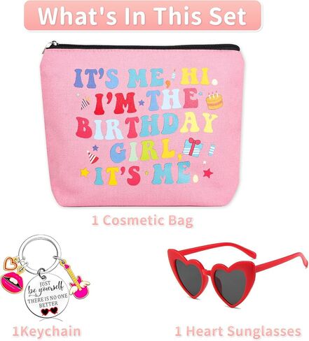 Music Lover Birthday Gifts Set With Makeup Bag,Keychain and Love Heart Sunglasses Merch Cosmetic Bag for Sister Girl Womens Birthday Christmas Gifts in Saudi Arabia