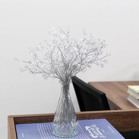 30 Pcs Crystal Artificial Flowers Bouquet, Artificial Flower Stems for Wedding Home Party Office Hotel Kitchen DIY Crafts Decoration - Clear in Saudi Arabia