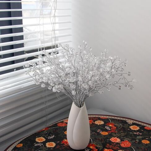 30 Pcs Crystal Artificial Flowers Bouquet, Artificial Flower Stems for Wedding Home Party Office Hotel Kitchen DIY Crafts Decoration - Clear in Saudi Arabia