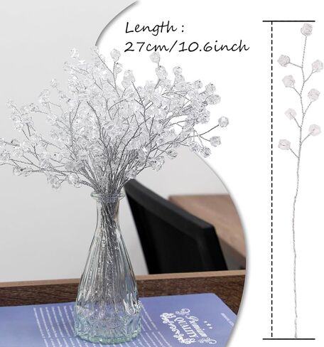 30 Pcs Crystal Artificial Flowers Bouquet, Artificial Flower Stems for Wedding Home Party Office Hotel Kitchen DIY Crafts Decoration - Clear in Saudi Arabia