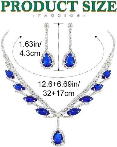 EARENT Rhinestone Bridal Wedding Jewelry Sets Black Crystal Sparkly Bride Necklace Earrings Set Prom Costume Necklaces for Women in Saudi Arabia