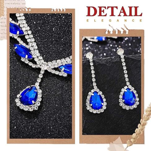 EARENT Rhinestone Bridal Wedding Jewelry Sets Black Crystal Sparkly Bride Necklace Earrings Set Prom Costume Necklaces for Women in Saudi Arabia