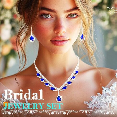 EARENT Rhinestone Bridal Wedding Jewelry Sets Black Crystal Sparkly Bride Necklace Earrings Set Prom Costume Necklaces for Women in Saudi Arabia