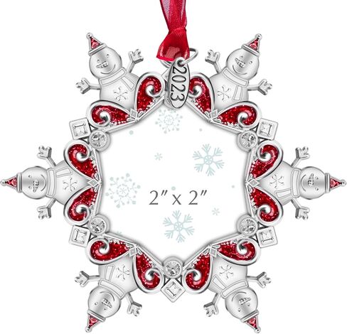 2024 Christmas Tree Ornament Picture Frame Holiday Keepsake Gift Home Decor Christmas Decorations Xmas Gifts Pendant with 2" Photo Frame Insert (2024 Snowman Red) in Saudi Arabia