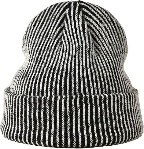 yolrdiw Unisex Casual Striped Beanie Cuff Winter Warm Knitted Hat in Saudi Arabia