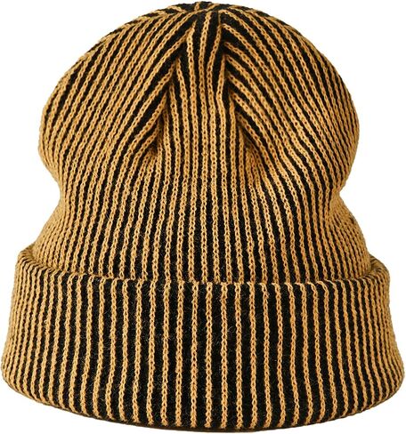 yolrdiw Unisex Casual Striped Beanie Cuff Winter Warm Knitted Hat in Saudi Arabia