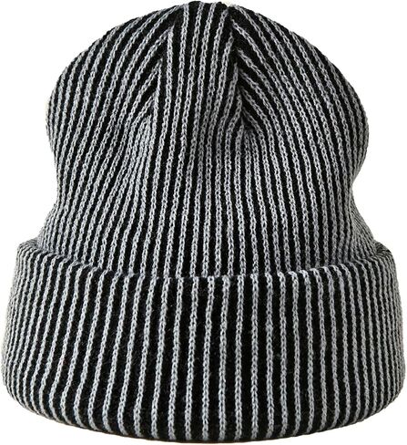 yolrdiw Unisex Casual Striped Beanie Cuff Winter Warm Knitted Hat in Saudi Arabia