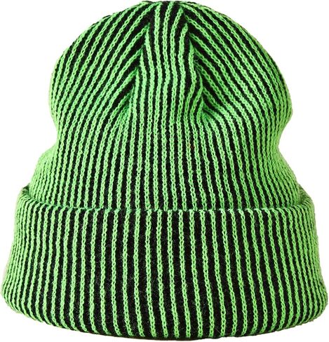yolrdiw Unisex Casual Striped Beanie Cuff Winter Warm Knitted Hat in Saudi Arabia