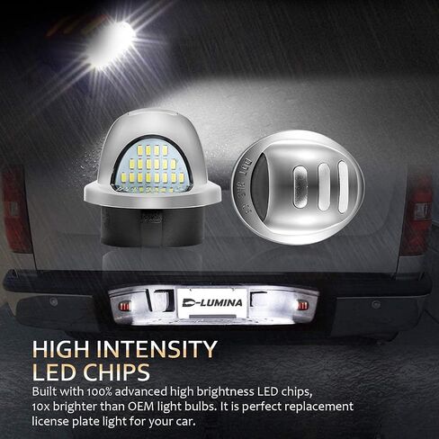 D-Lumina Red OLED Neon Tube Chrome LED License Plate Lights Assembly Compatible with F150 F250 F350 F450 F550 Superduty Ranger Explorer Bronco Excursion Expedition Pickup Truck, 6000K White 2-Pieces in Kuwait