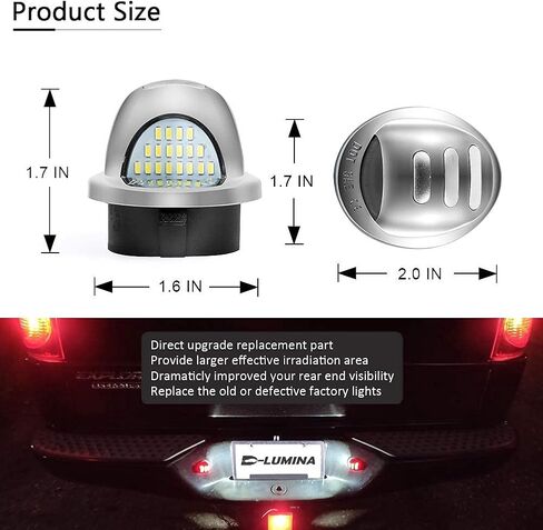 D-Lumina Red OLED Neon Tube Chrome LED License Plate Lights Assembly Compatible with F150 F250 F350 F450 F550 Superduty Ranger Explorer Bronco Excursion Expedition Pickup Truck, 6000K White 2-Pieces in Kuwait