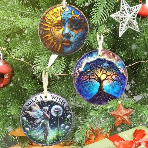 Christmas Ornament, 3.5 Inch Ceramic Christmas Hanging Ornament, Christmas Tree Decorations, Christmas Tree Ornaments, Gifts for Christmas, Holiday Presents, Gift Exchange - Retro Moon Star in Saudi Arabia