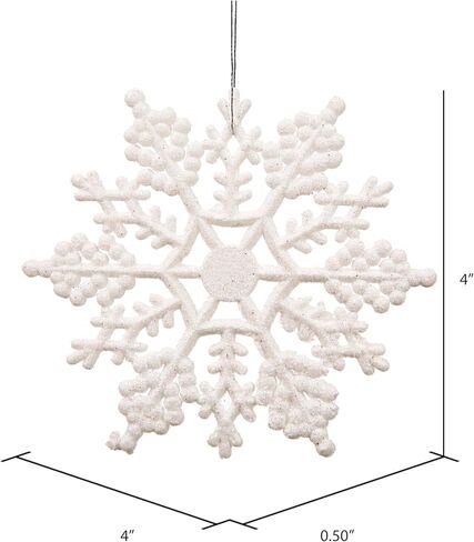 Vickerman Plastic Glitter Snowflake, 4-Inch, Red, 24 Per Box in Kuwait