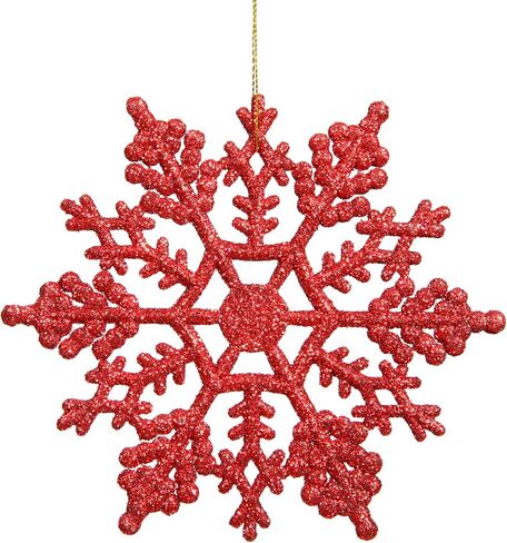 Vickerman Plastic Glitter Snowflake, 4-Inch, Red, 24 Per Box in Kuwait