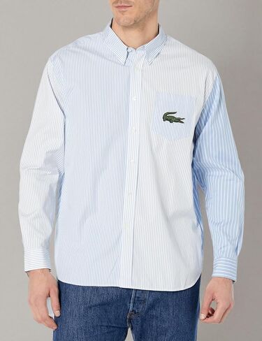 Lacoste Men's Unisex Large Crocodile Striped Cotton Shirt in Saudi Arabia