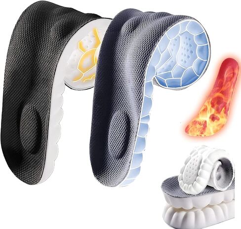 2 Pairs 4D Constant Temperature Comfort Starter U-Shape Insoles, 4D Memory Foam Insoles,Breathable Strong Arch Support Insoles Inserts(Black & Grey,43-44) in Saudi Arabia