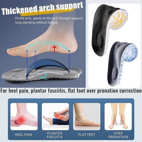 2 Pairs 4D Constant Temperature Comfort Starter U-Shape Insoles, 4D Memory Foam Insoles,Breathable Strong Arch Support Insoles Inserts(Black & Grey,43-44) in Saudi Arabia