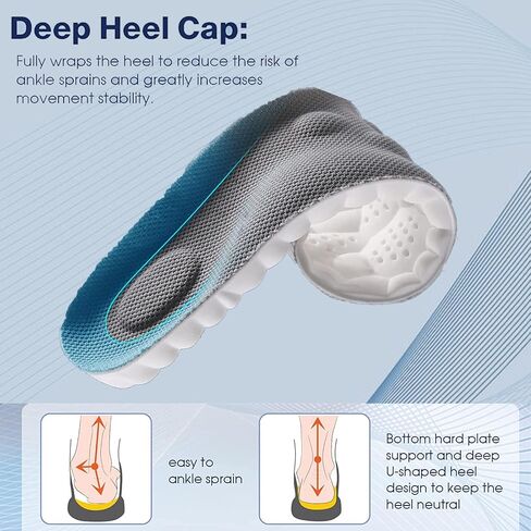 2 Pairs 4D Constant Temperature Comfort Starter U-Shape Insoles, 4D Memory Foam Insoles,Breathable Strong Arch Support Insoles Inserts(Black & Grey,43-44) in Saudi Arabia