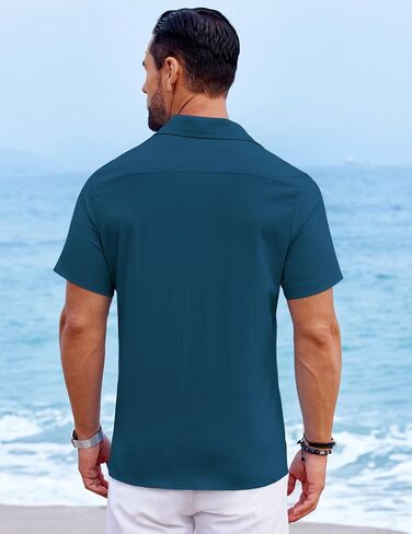 COOFANDY Mens Button Down Shirt Short Sleeve Causal Beach Shirts Summer Shirts with Pocket in Saudi Arabia