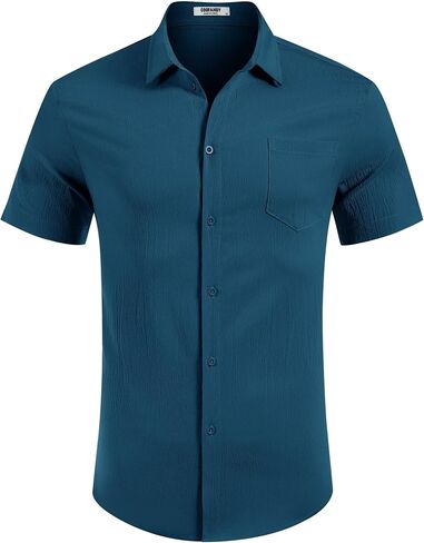 COOFANDY Mens Button Down Shirt Short Sleeve Causal Beach Shirts Summer Shirts with Pocket in Saudi Arabia