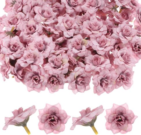 50-Pack Artificial Roses Heads, Silk Faux Rose Head for Wedding/Bouquet/DIY Crafts/Party Decoration, Fake Bloom Flower Heads Buds [Light Brown] in Saudi Arabia