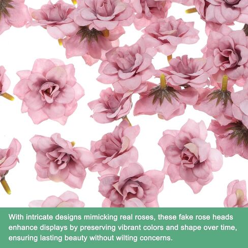 50-Pack Artificial Roses Heads, Silk Faux Rose Head for Wedding/Bouquet/DIY Crafts/Party Decoration, Fake Bloom Flower Heads Buds [Light Brown] in Saudi Arabia