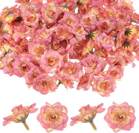 50-Pack Artificial Roses Heads, Silk Faux Rose Head for Wedding/Bouquet/DIY Crafts/Party Decoration, Fake Bloom Flower Heads Buds [Light Brown] in Saudi Arabia