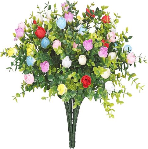 6 Bunches Artificial Eucalyptus Fake Greenery Boxwood Stems Fake Flowers Fake Plants Artificial Greenery Artificial Plants & Flowers Faux Flowers Outdoor Fake Plants Spring Decoration in Saudi Arabia