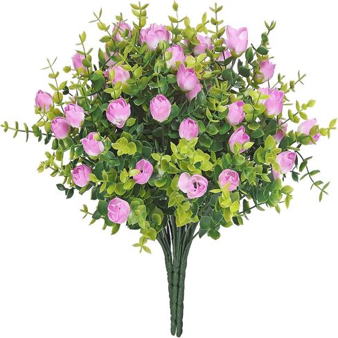 6 Bunches Artificial Eucalyptus Fake Greenery Boxwood Stems Fake Flowers Fake Plants Artificial Greenery Artificial Plants & Flowers Faux Flowers Outdoor Fake Plants Spring Decoration in Saudi Arabia