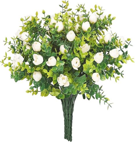 6 Bunches Artificial Eucalyptus Fake Greenery Boxwood Stems Fake Flowers Fake Plants Artificial Greenery Artificial Plants & Flowers Faux Flowers Outdoor Fake Plants Spring Decoration in Saudi Arabia
