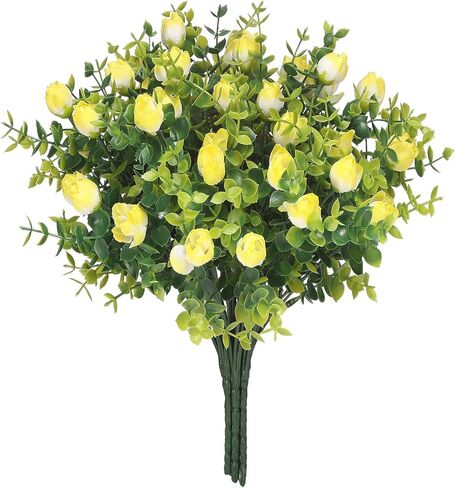 6 Bunches Artificial Eucalyptus Fake Greenery Boxwood Stems Fake Flowers Fake Plants Artificial Greenery Artificial Plants & Flowers Faux Flowers Outdoor Fake Plants Spring Decoration in Saudi Arabia