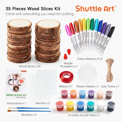 Kids Wood Painting Craft Kit, Glow-in-the-Dark Paint and Diamond Painting on Wood Slices with Stickers & Wiggle Eyes, Ideal Arts and Crafts for Kids Ages 5-12, Gifts for Halloween, Christmas, Birthday in Saudi Arabia