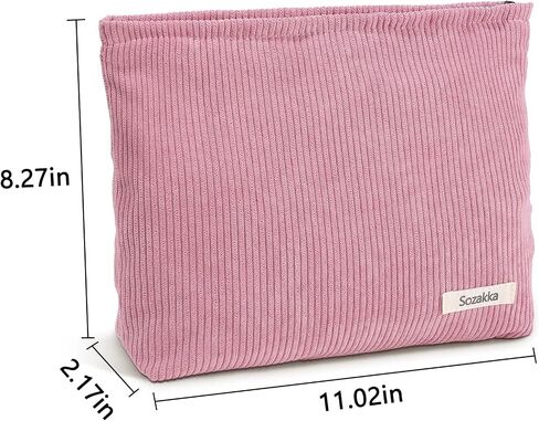 Makeup Bags Cosmetic Bags for Women 2 Pcs Corduroy Cosmetic Bags Large Capacity Purse Aesthetic Cute Pouch Bags Travel Toiletry Zipper Storage Pouch Make Up Organizer Accessories for Women in Saudi Arabia