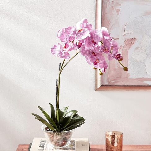 Nearly Natural Phalaenopsis with Glass Vase Silk Flower Arrangement in Kuwait