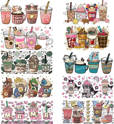 UV DTF Cup Wrap Halloween Characters Transfer Stickers for 16OZ Glass Cups UV DTF Cup Wrap Transfer Skull Stickers Decals Waterproof Rub on Transfers for Crafts Vintage（Halloween Series-12Sheets） in Kuwait