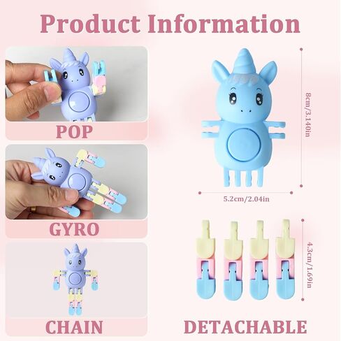 Robot Fidget Spinners Toys Transformable Fingertip Gyro Chain Toy Deformable DIY Stress Relief Fidget Toy for Adults Kids ADHD Autism Pinata Goodie Bag Birthday School Prizes Gift(24 PCS) in Saudi Arabia